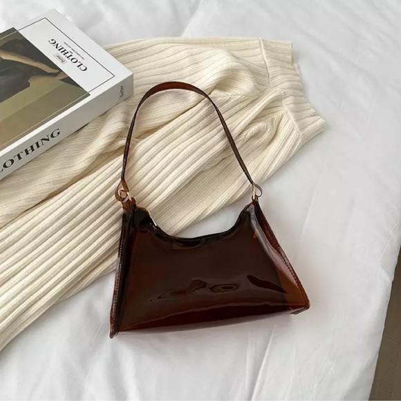 🆕Brown Jelly Transparent Baguette Shoulder Bag Purse - Picture 3 of 6